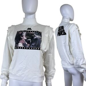 Zara Star Wars Disney Women Size M Mock Neck Ruffle Tiered Pullover NEW Sweater